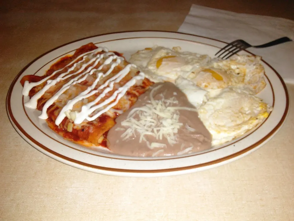 Three Cheese Enchiladas Egg and Beans